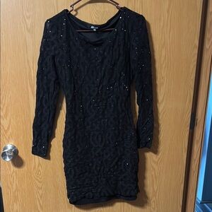 Black mini formal dress with sparkles and back cut out